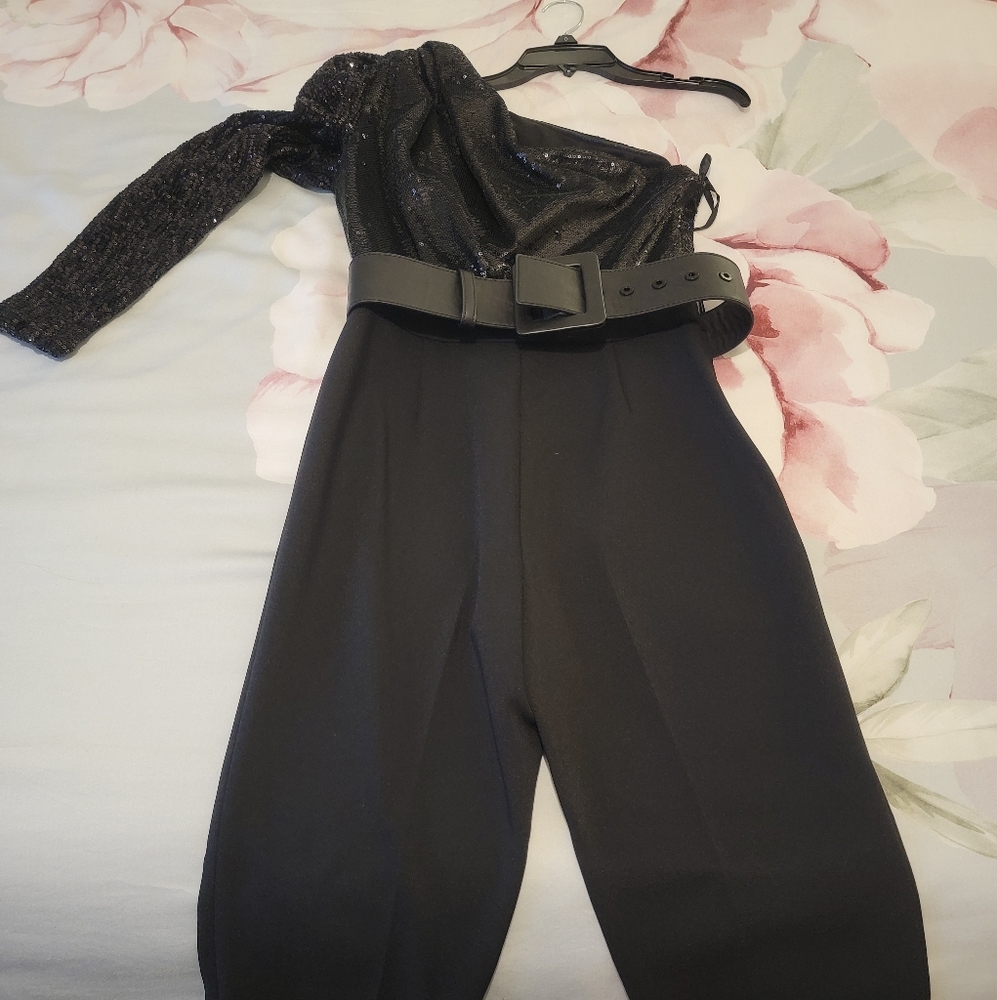 Michael Kors Sequin One Shoulder Jumpsuit